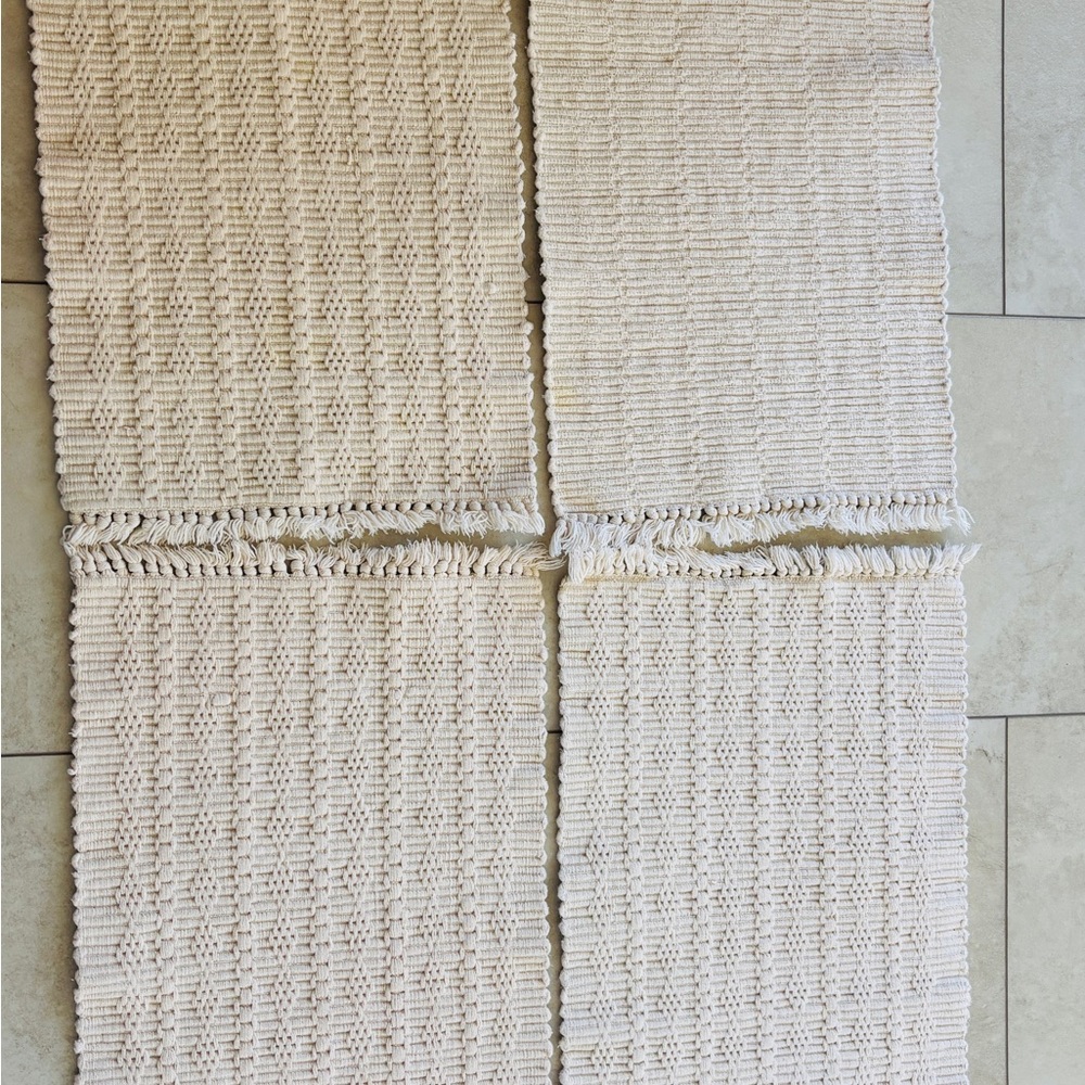 Cream Woven Textured Rugs
